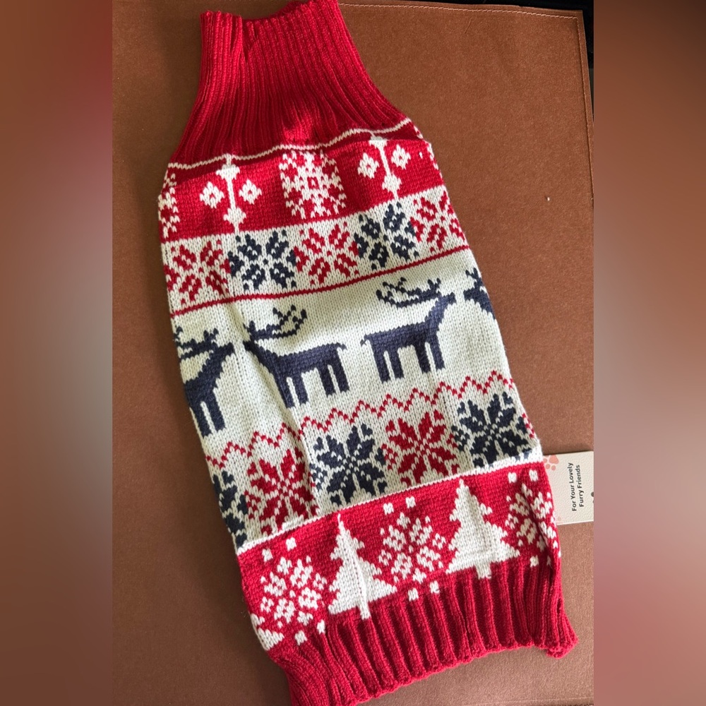 AURUZA Red & White Knit Pet Sweater
